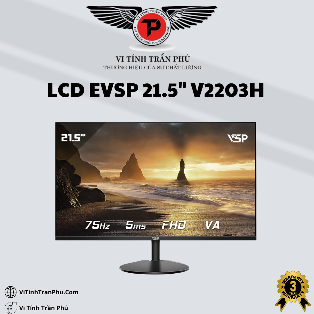 Màn Hình VSP V2203H LED Full Viền 75Hz - New Box BH24T